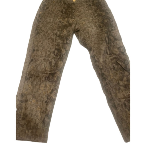Escada Sable Python snake shimmer print ankle Jeans zippered bottoms size 38 - Picture 5 of 12